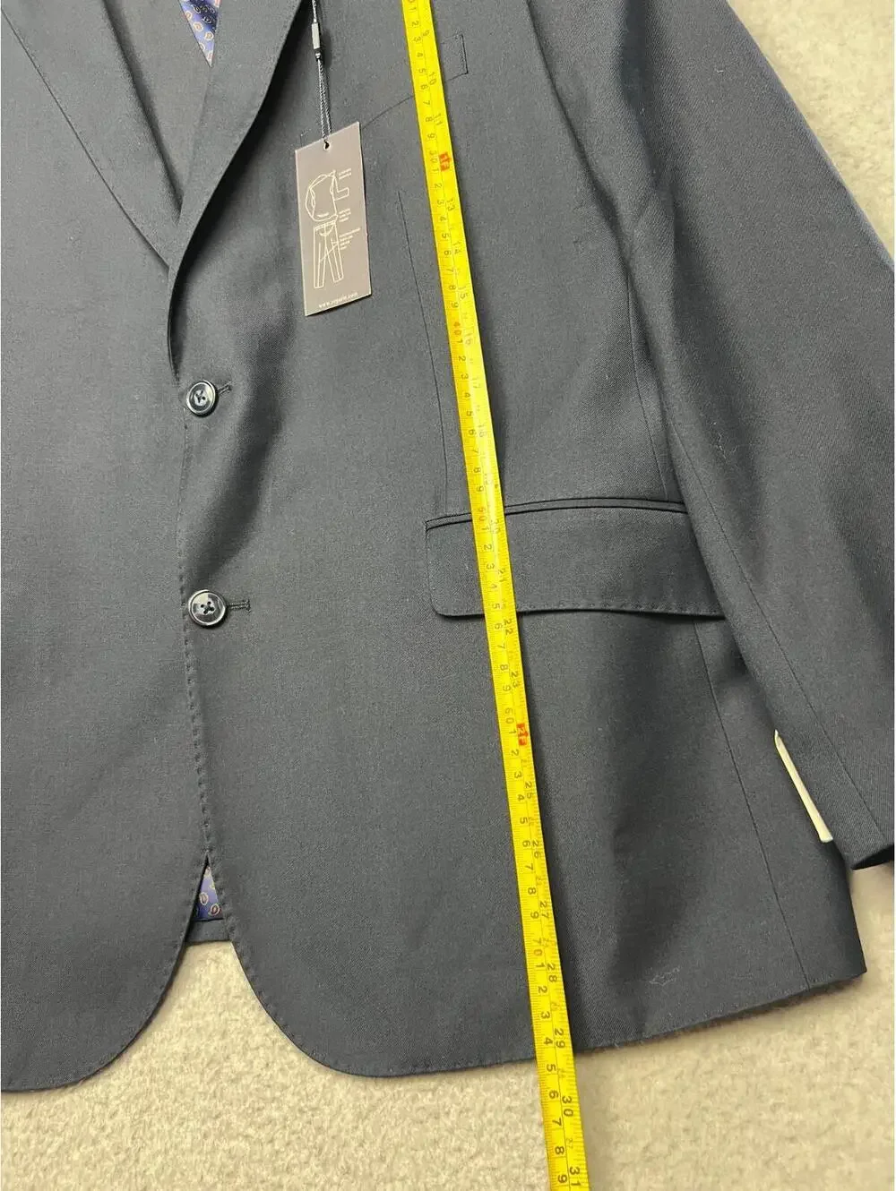 Zegarie 3 Piece 150S Wool Sport Blazer Suit Set 44S /38 Pants Modern Fit Navy